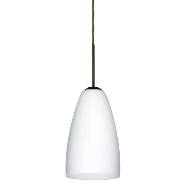 Besa Lighting Riva 9 Cord Pendant, Opal Matte, Bronze Finish, 1x9W LED 1JT-151107-LED-BR - main